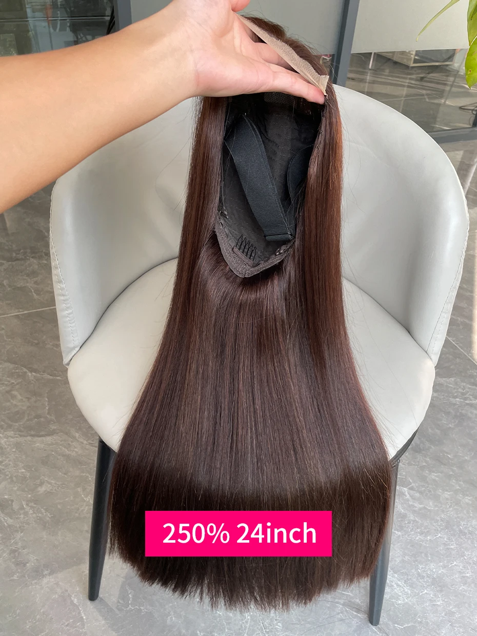 100% Raw Vietnamese Double Drawn 13x4 Bob Human Hair Wig Bone Straight Lace Frontal Human Hair Wigs #2 Brown Colored 250 Density