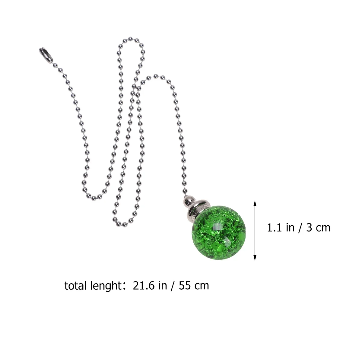 

Green Crystal Ball Pull Chain Pendant with Smooth Surface Cracked Interior for Fan Lamp Switch Replacement Hanging Decoration