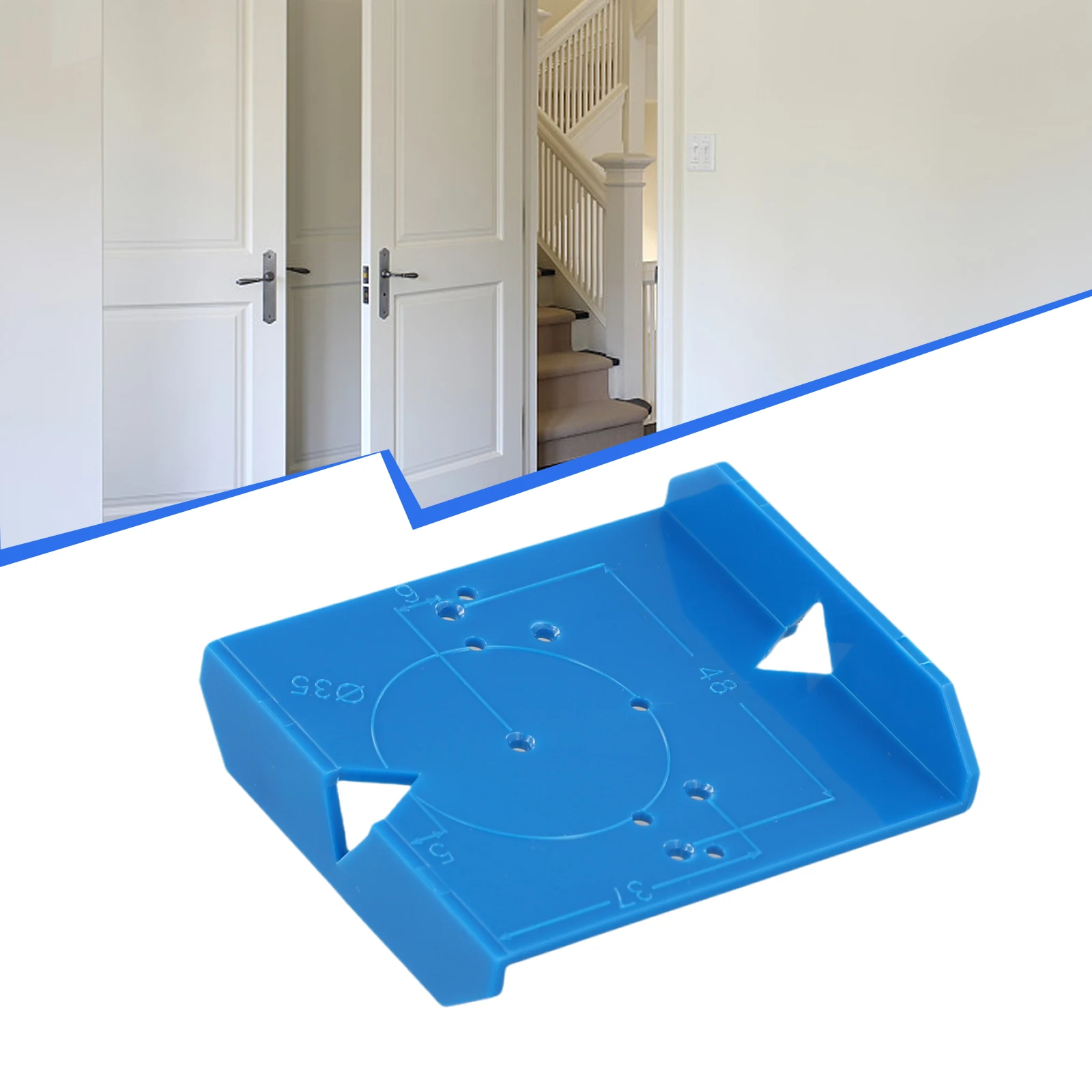 Practical Hinge Drill Guide Template Jig Opening Positioning Ruler 1pc 35/40mm ABS Blue Hand Tools Hinge Boring