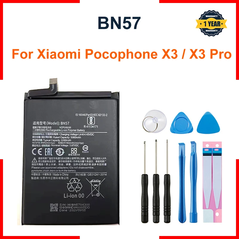 For  Xiao mi BN57 5060mAh Phone Battery For Xiaomi Pocophone X3 Poco X3 Pro Replacement Batteries