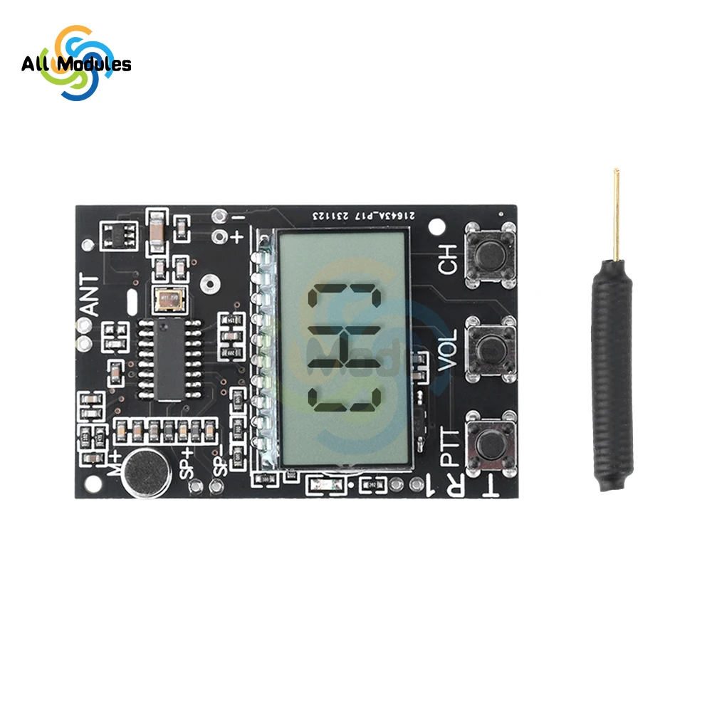 FM Walkie Talkie Circuit Board Transceiver All-in-One Module FM Transmitter Receiver Module 7 Frequency 27-480MHz DC3.3-6V