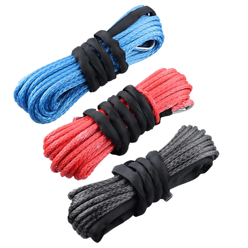 3.5 Tons Tow Rope 15m Winch Traction Rope High Molecular Polyethylene Car Rescue Rope Diameter 6/7mm Optional Auto Repair Tools