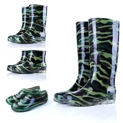 Camo Rubber Boots Men Anti Slip High Water Shoes Kitchen Waterproof Rubber Shoes Work Rain Boots for Fishing 2024