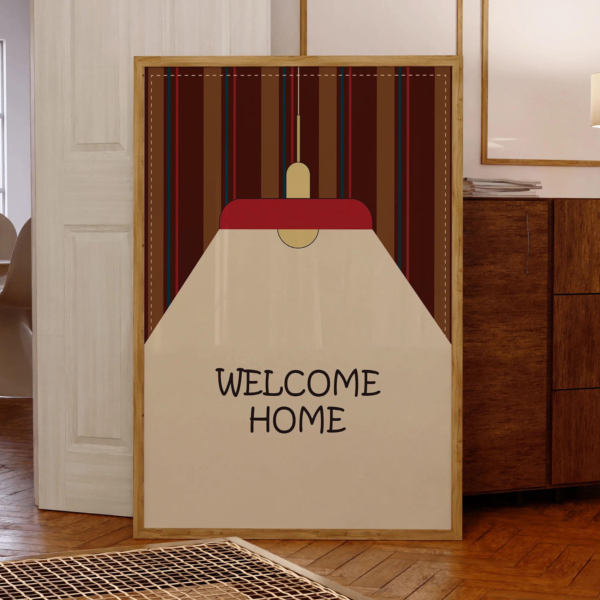 Bauhaus moderno bem-vindo casa lâmpada de mesa estilo parede arte impressões pintura em tela cartaz imagem para sala estar decoração casa