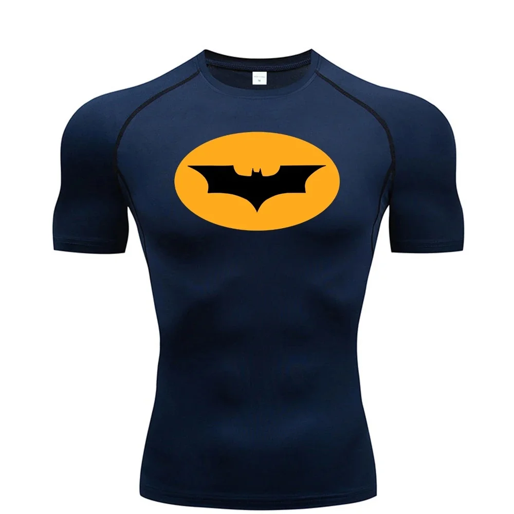 Bat Graphic Compression Shirts for Men Short Sleeve Rash Guard Gym Workout Running Tshirt Summer Athletic Quick Dry Tees Tops