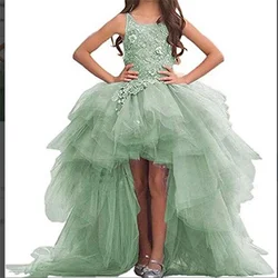 Flower Girl Dress Pretty Girl Dress Princess First Communion Wedding Party Short Front And Long Back Style