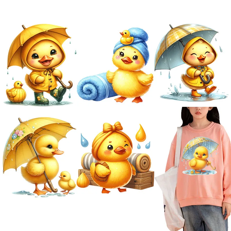 Iron on Patches Cute Little Yellow Duck DIY Heat Transfer Clothes T-shirt Thermal transfer stickers Decoration Printing