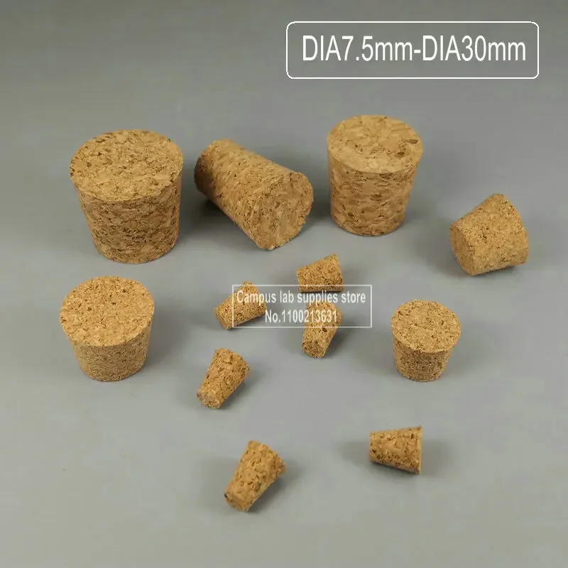 

100pcs/lot ( Top-Diameter7.5mm-30mm) Wooden Corks Stopper, Lab Test Tube Cork