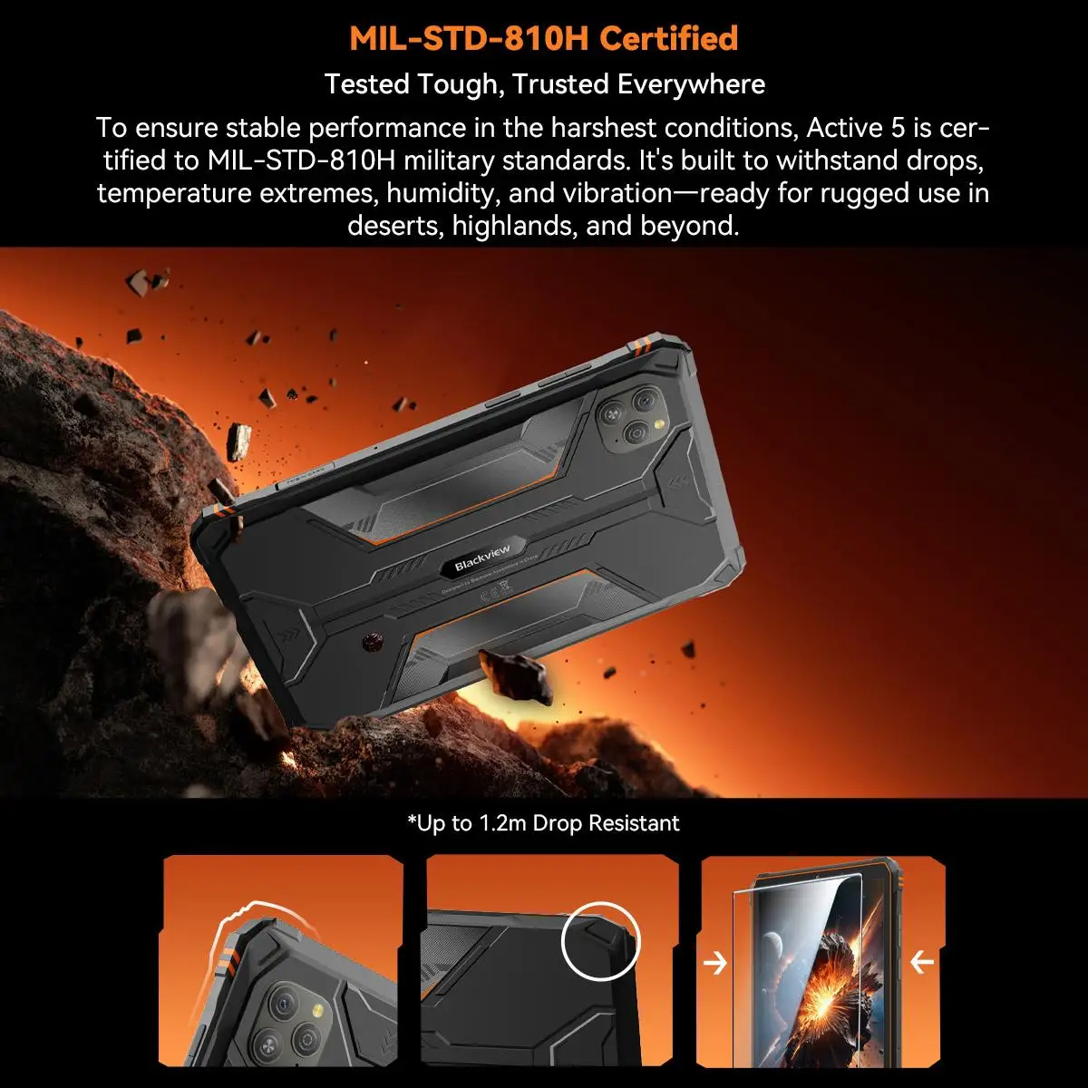 Blackview Active 5 Rugged Tablet 6GB+128GB 8.68'' Android 15 Unisoc T615 Octa Core AI Mini Pad 13MP 6600mAh 18W 4G Tablet PC