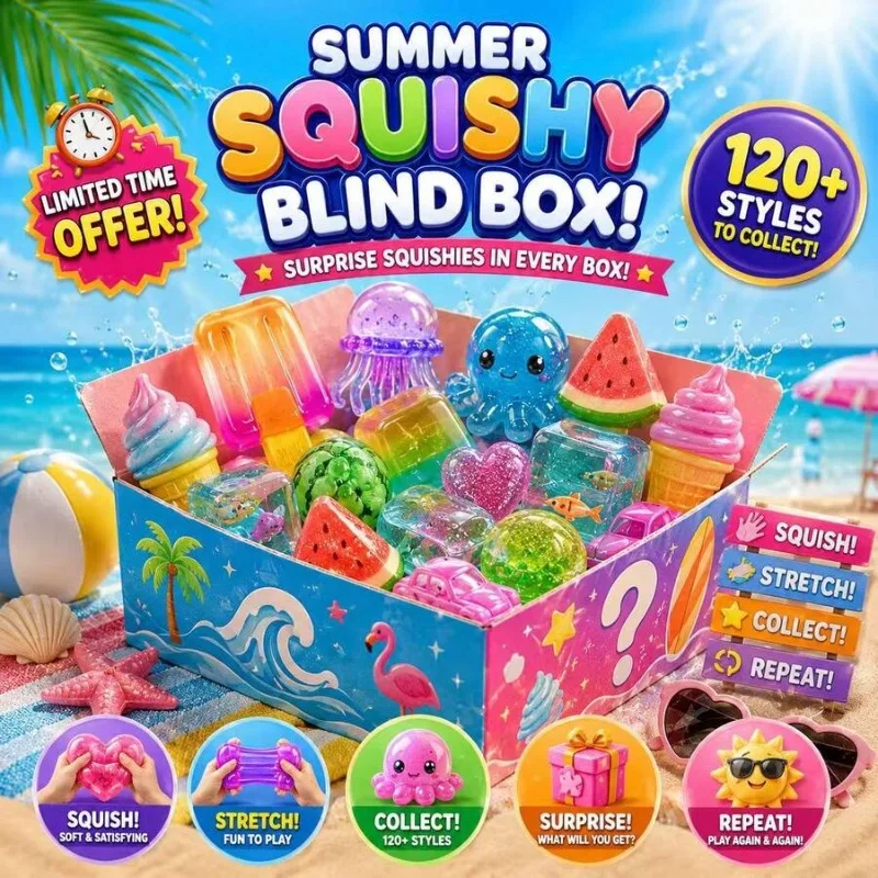 Oferta por Tempo Limitado: Caixa Misteriosa de Squishies Temática de Verão Fofos – Presente da Sorte Macio e Divertido para o Lazer