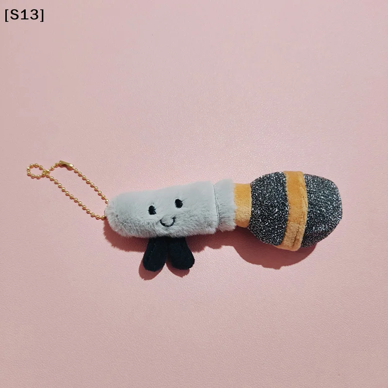 1 Pc Simulated Metal Microphone Stuffed Toys Key Chain Funny Plush Doll Keychain Gifts Cute Bag Pendant Schoolbag Accessories[Q]