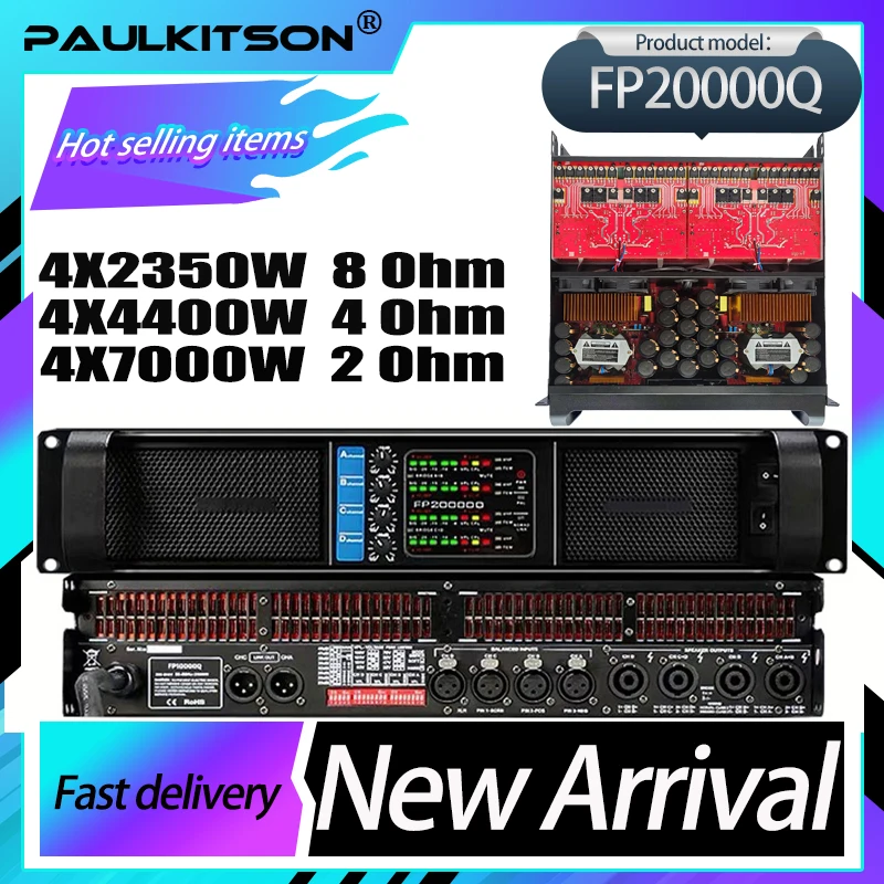

Paulkitson FP20000Q Audio Power Amplifier 4 Channels 4x1350W 10000 Watts Live Show Professional Disco Dj Audio Speakers Subwoofe