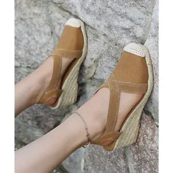 Women's  Ankle Strap Sandals Comfortable Slippers Ladies Womens Casual Shoes Breathable Flax Hemp Canvas Pumps zapatillas mujer