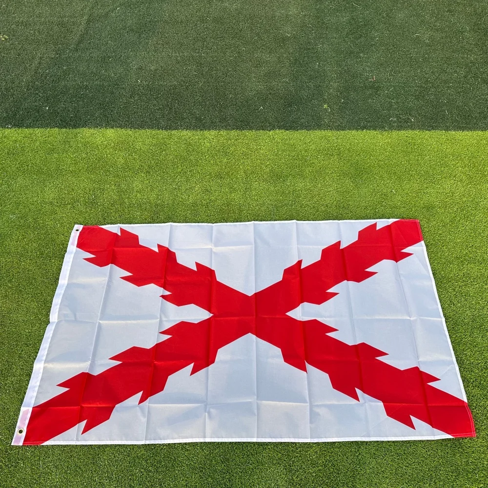 FlagGo Cross of Burgundy Spanish Flag 150x90cm 3x5 FT Red Saltire Raguly White Field Polyester Double Stitched Outdoor Decor