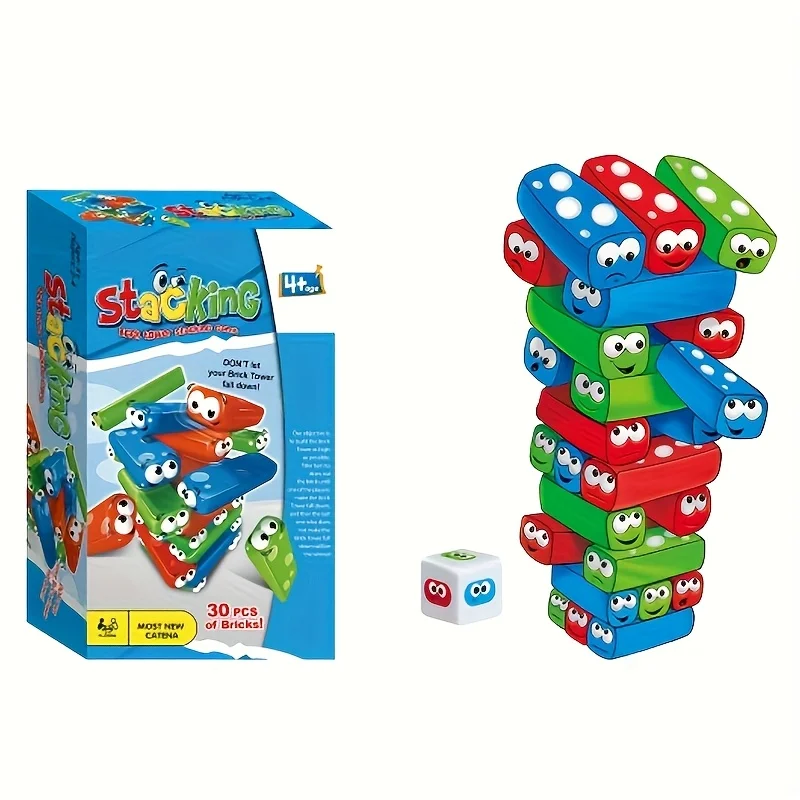 

Fun Balance Stacking Blocks Toy with Dice Stickers, for 1 to 3 Player Interactive Games, Party Board Game, Family Gathering Gift
