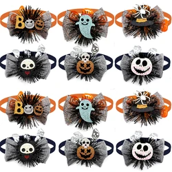 50/100pcs Halloween Pet Bowtie Small Dog Neckties Cat Puppy Halloween Party Decorations Bowties Adjustable Dog Collar Grooming