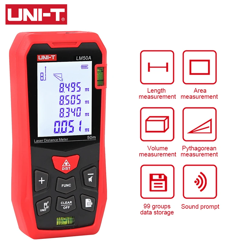 UNI-T LM50A LM70A LM100A LM120A Laser Rangefinder Distance Meter Laser Tape Range Finder Electronic Ruler Building