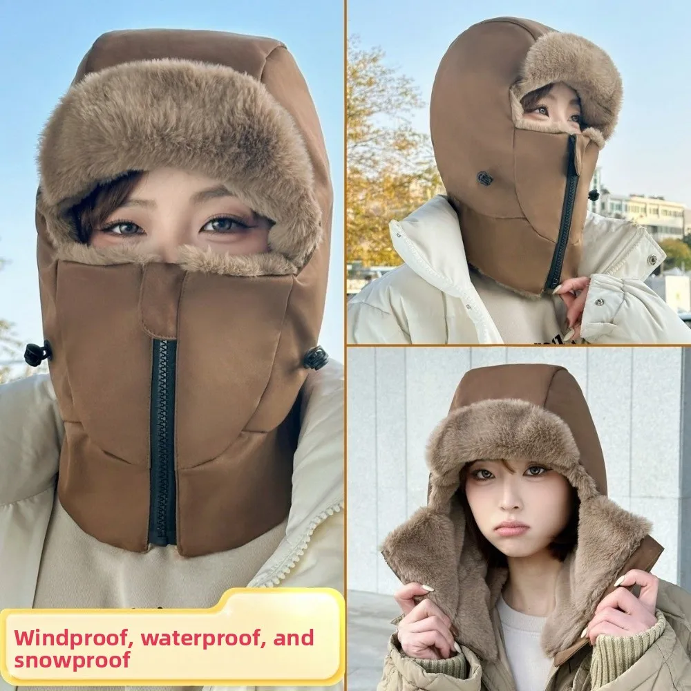 

New Warm Scarf Mask Integrated Hat Coldproof Windproof Helmet Cap 3-in-1 Waterproof Neck Warmer Autumn and Winter