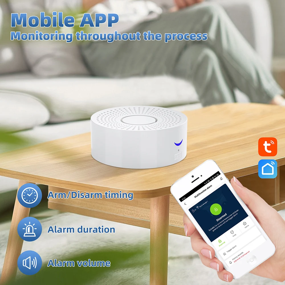 Imagem -02 - Tuya-sistema de Alarme Inteligente para Casa Segurança contra Roubo Sensor de Porta Wifi Alimentação Usb sem Fio Controle Smart Life App 433mhz