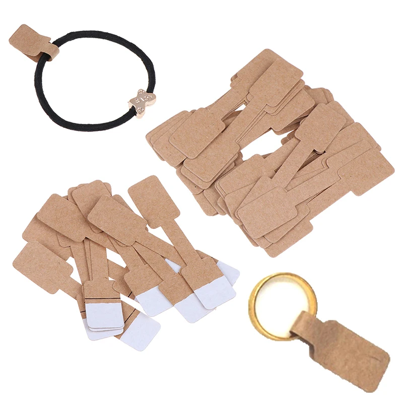 Etiquetas adhesivas de Papel Kraft para joyería, etiquetas cuadradas de precio para collar, pendiente y pulsera, 100 piezas