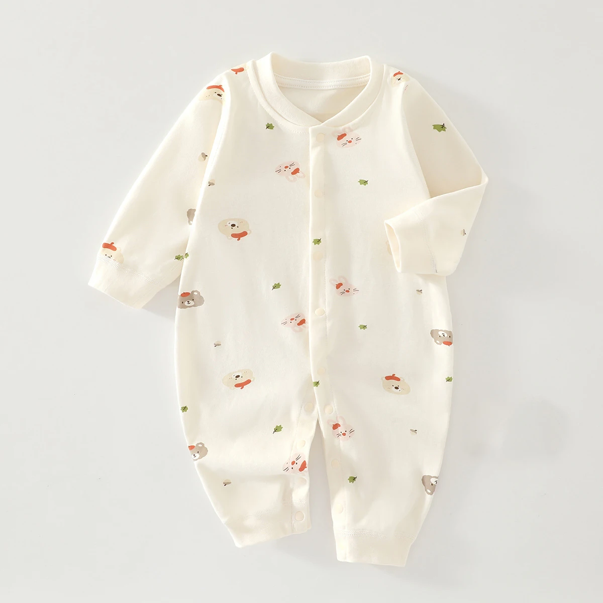Baby Spring Autumn Romper Cute Cartoon Print Full Snap Long Sleeve Pure Cotton Jumpsuit Soft Gentle Skin Friendly Baby Clothes