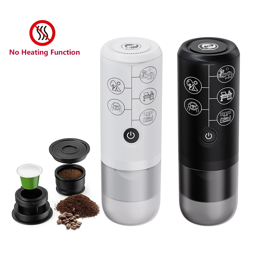 

2in1 Portable Espresso Coffee Machine Travel Car Hiking Electric Coffee Maker fits Ground Coffee NS Capsule NO HEATING Function