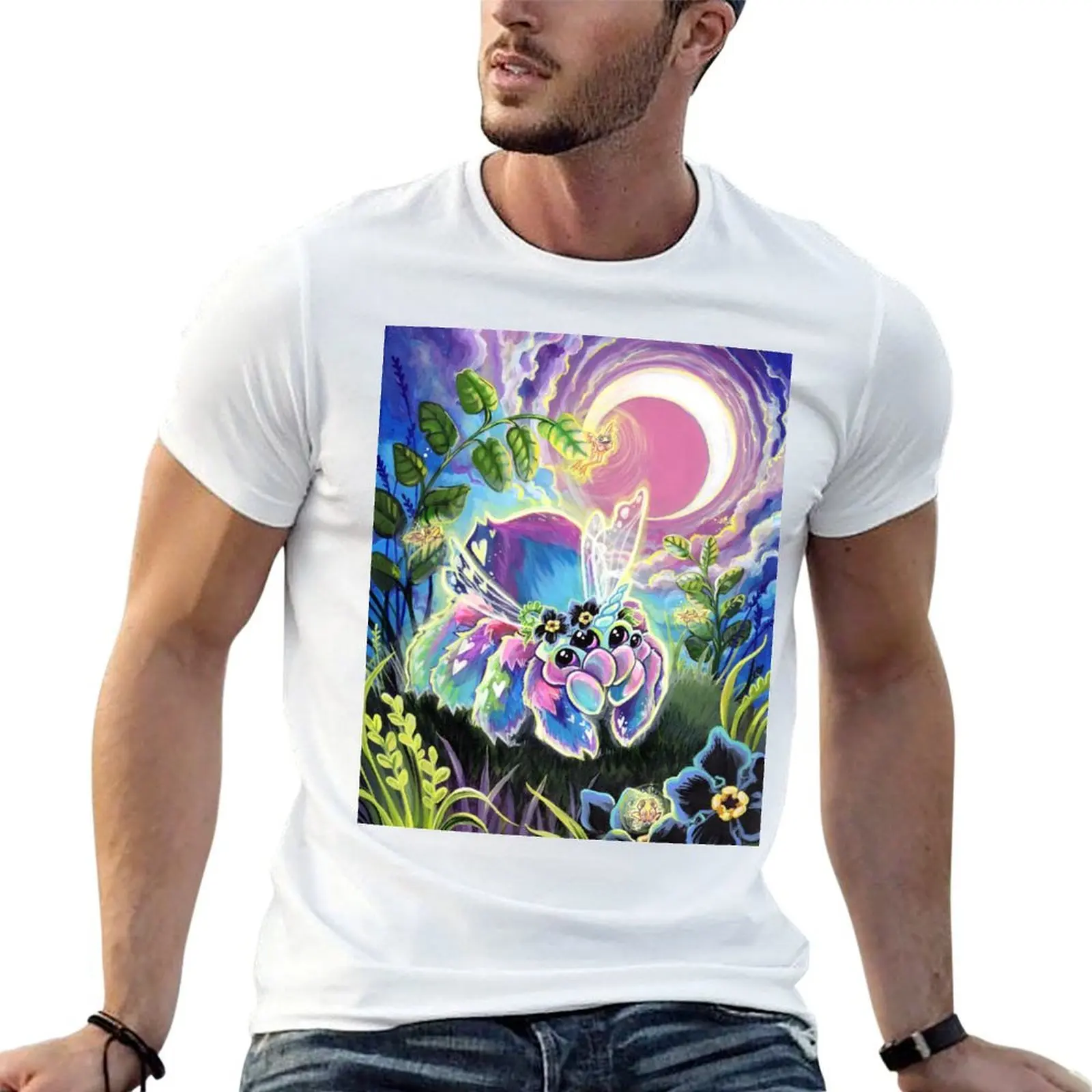 Neon nopeicorn And fairy frogs T-Shirt Basic Casual Short Sleeve Cotton Shirt