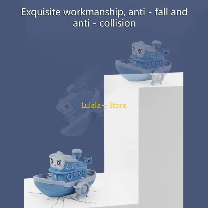 Y4QA Baby Bath สระว่ายน้ำน้ำ Wind-up น่ารักเรือสำหรับเด็กวัยหัดเดิน 1-3 อาบน้ำ Hot Tub ลอยของเล่นการ์ตูน Yacht