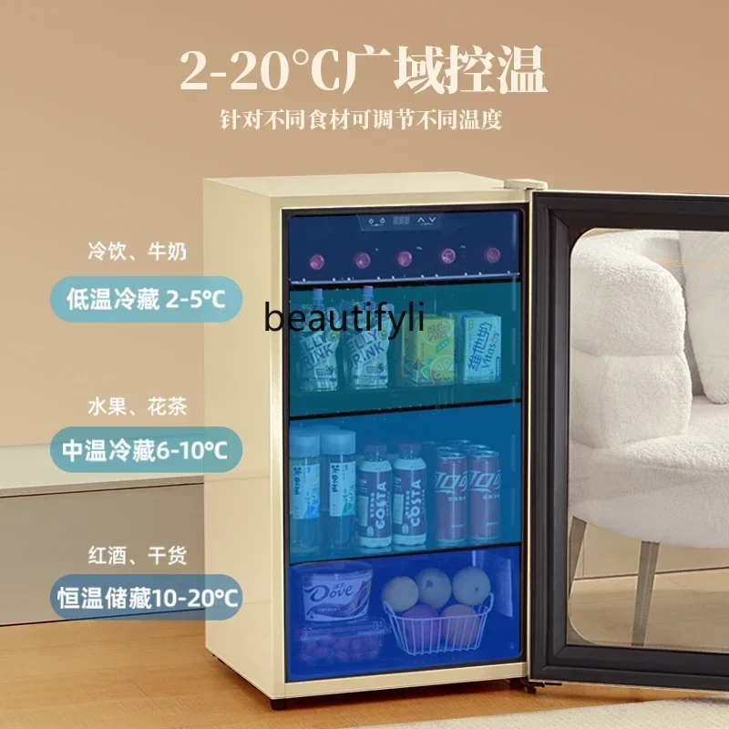 Ice Bar Retro Beverage Cabinet Household Small Refrigerator Red Wine Refrigerator Fruit Tea Small Mini