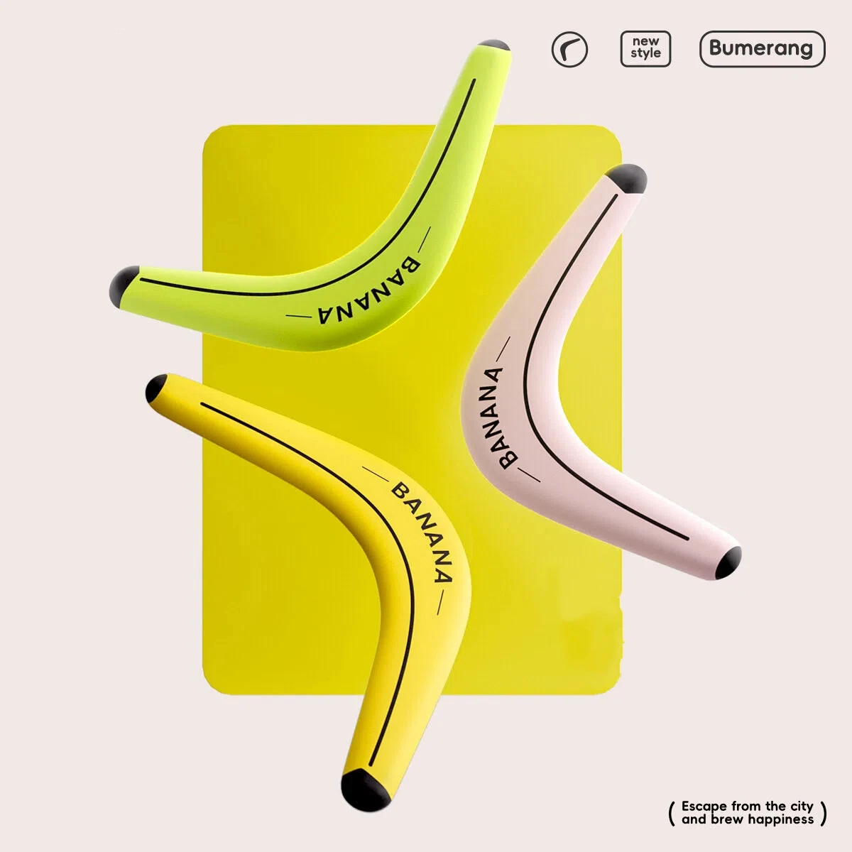 Boomerang de plátano, frisbee suave, boomerang frisbee juguete para niños, juguete volador cuadrado para exteriores para padres e hijos