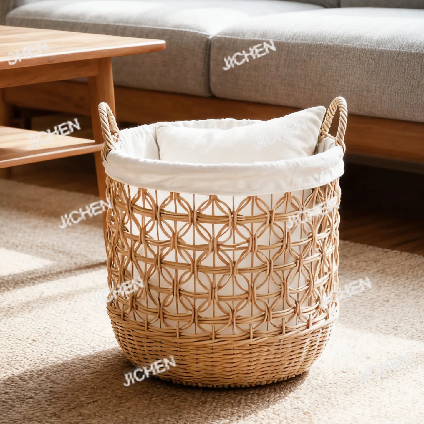 

Корзина для хранения скандинавской имитацией ротанга, домашняя гостиная, ванная комната, корзина для грязной одежды, большая вместительная отделка