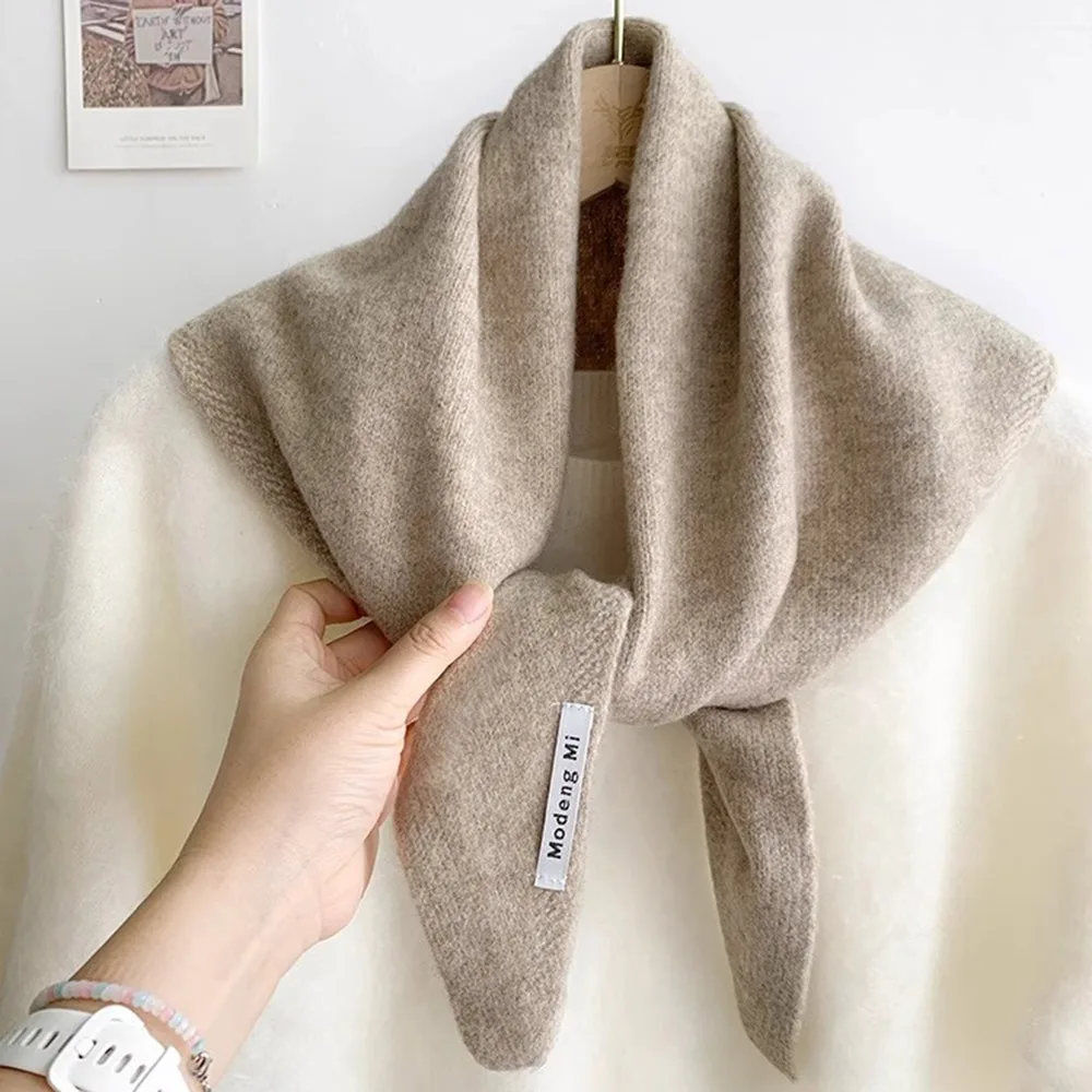 

Мягкий шерстяной вязаный шарф, многофункциональный теплый треугольный шарф, женская шаль, зимняя