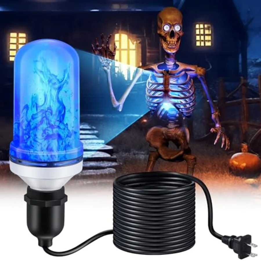 LED Halloween Skeleton Lighting Kit, E26 Base Flame Light With Up Down Effect, Scary Chest Light for Giant Skeleton Decor