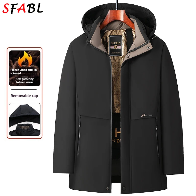 

Куртки с хлопковой подкладкой, пальто, ветрозащитная термопарка, мужская лыжная зимняя куртка с флисовой подкладкой, пальто со съемным капюшоном, мужская зимняя куртка