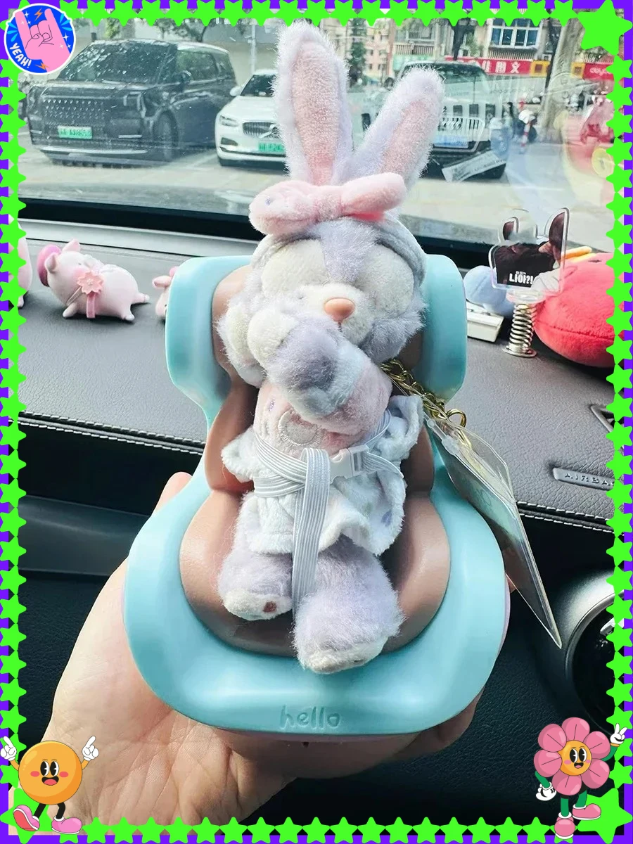 MUY BUENO Asiento de seguridad para muñeca de coche, silla de dibujos animados, modelo de coche, decoración de salida de asiento de muñeca Kawaii, accesorios de estilo interior de coche.