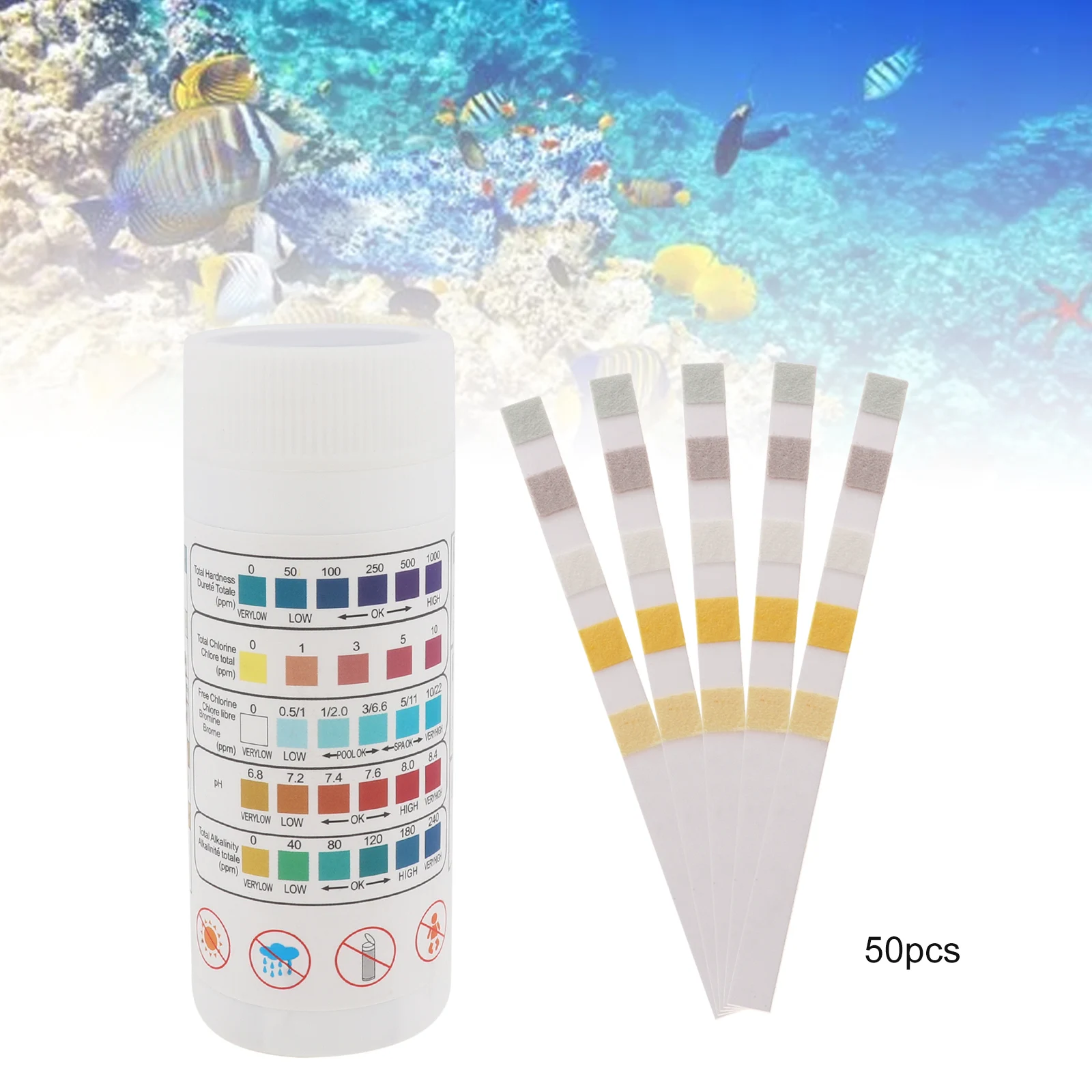 50Pcs Swimming Pool PH Test Strips Multipurpose Home Water Test Paper Drinking Water Test Kits Strip