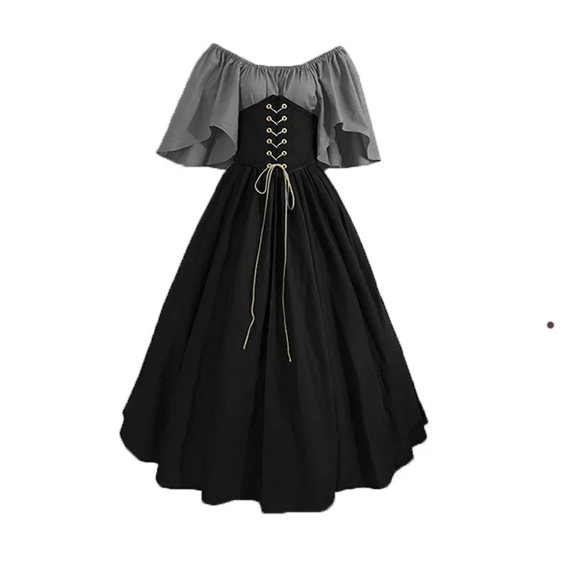 فستان مشد للقرون الوسطى نسائي ، قميص عصر النهضة ، زي قزم الغضب ، ثوب الكبار ، قزم منفوخ ، عيد الهالوين ، الجن ، 5XL