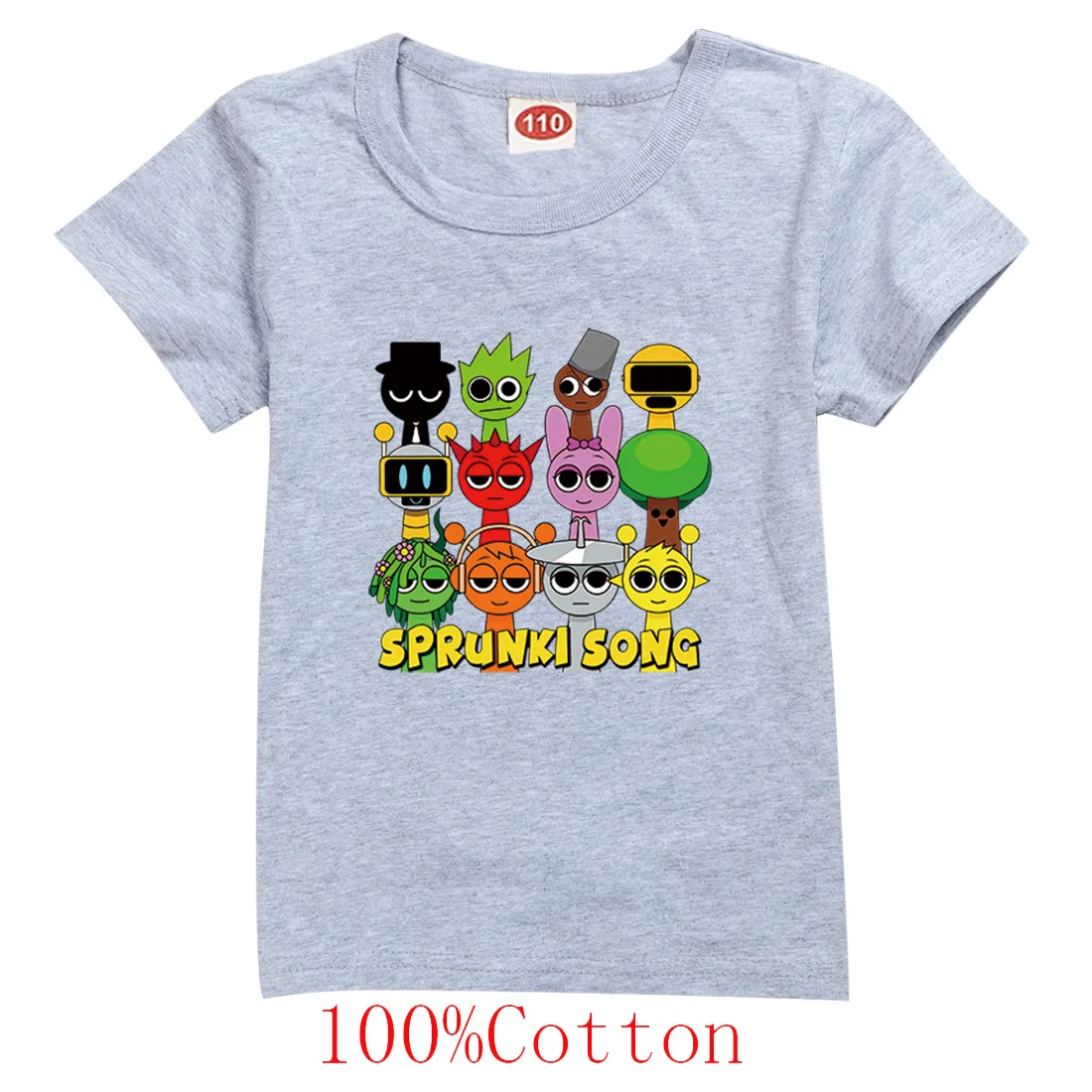 Spunki Song music Incredibox Children's Short Sleeve T-Shirt Horror Game Tops Cartoon Clothes Tees for Girls and Boys