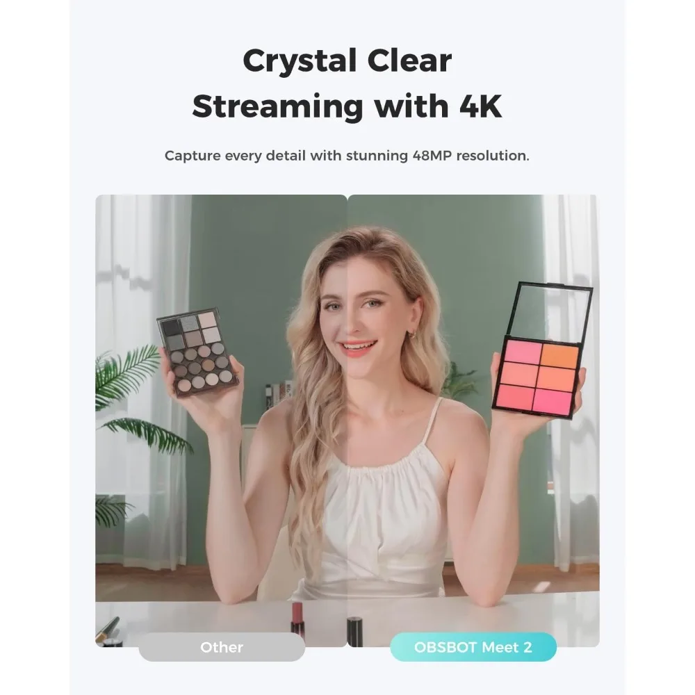 OBSBOT Meet 2-4K Webcam for PC with 1/2 Sensor AI Framing Autofocus Gesture Control HDR Dual Microphone 60 FPS Web Cam