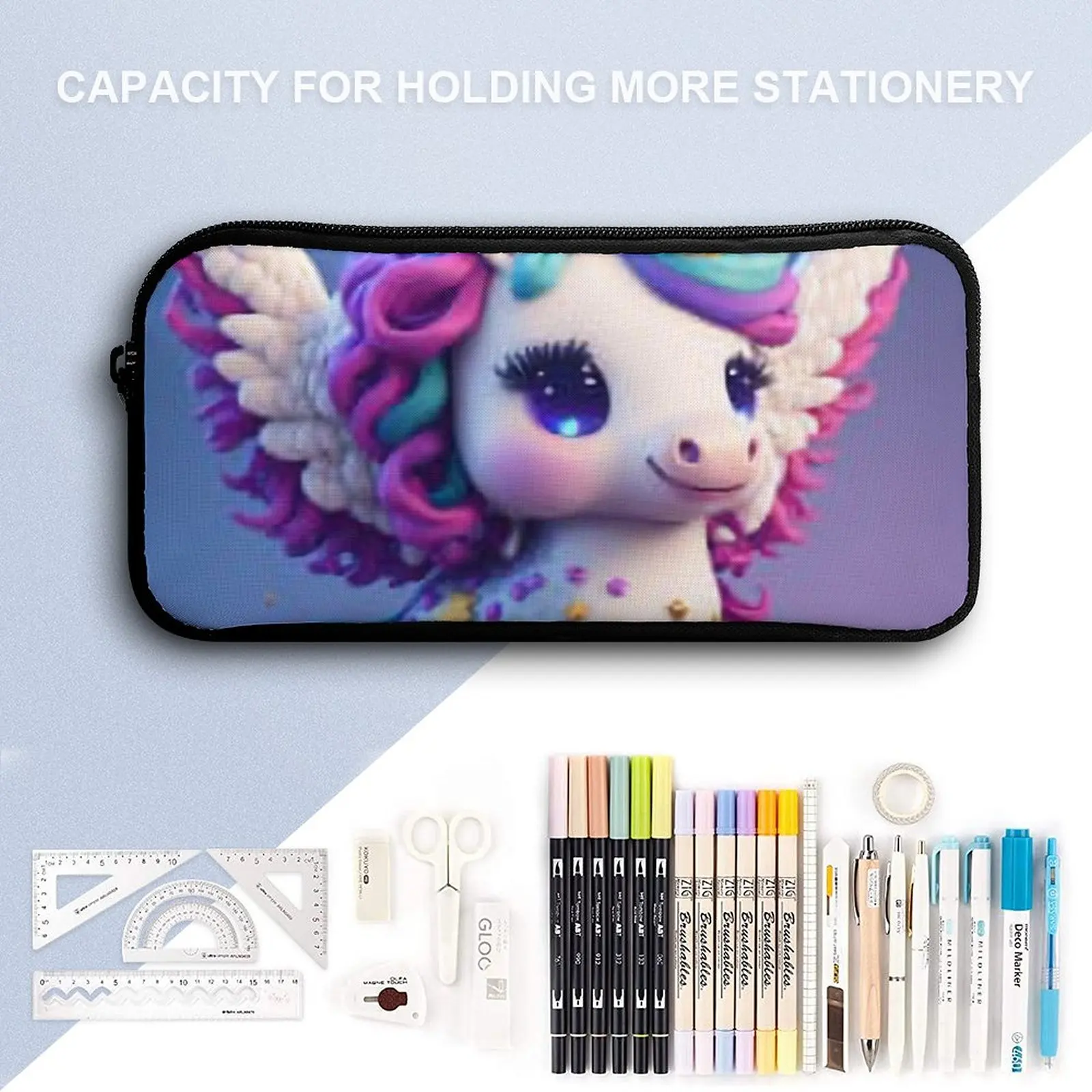 Divertidos De Magical Cute Baby Unicorn Magical Unicorn 3 in 1 Set 17 Inch Backpack Lunch Bag Pen Bag  Durable Blanket Roll Comf