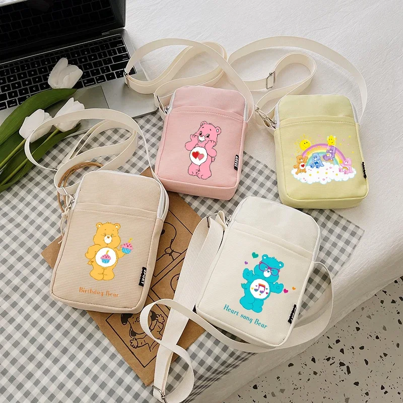 Care Bears Bag Cute Sweet Single Shoulder Crossbody Oxford Cloth Packet Cartoon Anime Headphone Mobile Phone Shoulder Bags Gift