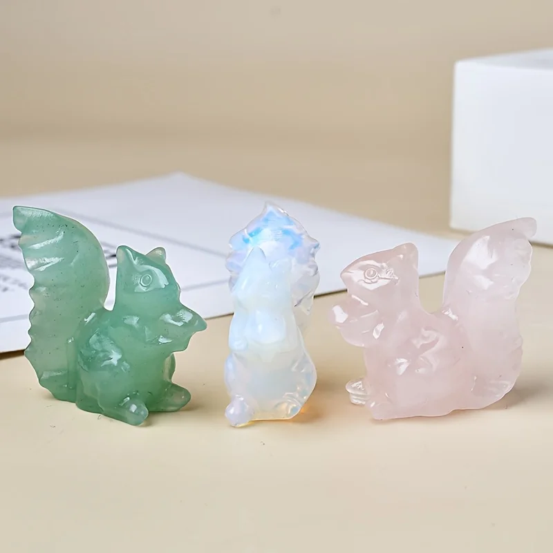 Artificial Crystal Carved Squirrel, Perfect Crystal Gift, Made Of Bare Stone Jewelry, Unique Home Decoration Meditation Stone