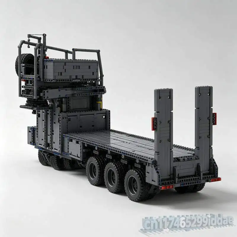 6151PCS Heavy Duty Lowboy Trailer Building Blocks Multi Axle Engineering Vehicle Assembly Toy Display Creative Collectible Gift