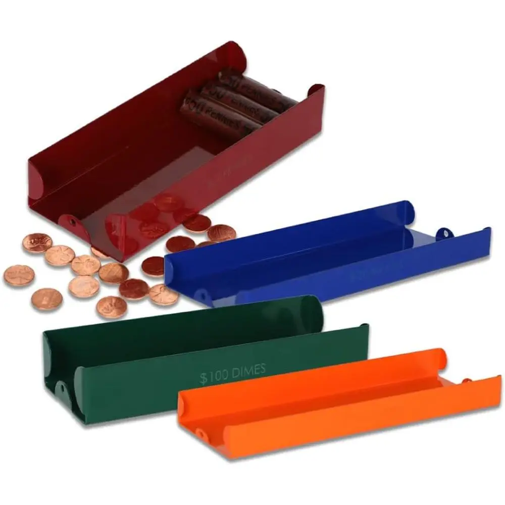 

Coin Trays | Metal Money Tray | Money Organizer Complete Set | Color Coded to ederal Reserve Stands | Penny, Nickel, Dime, Quart