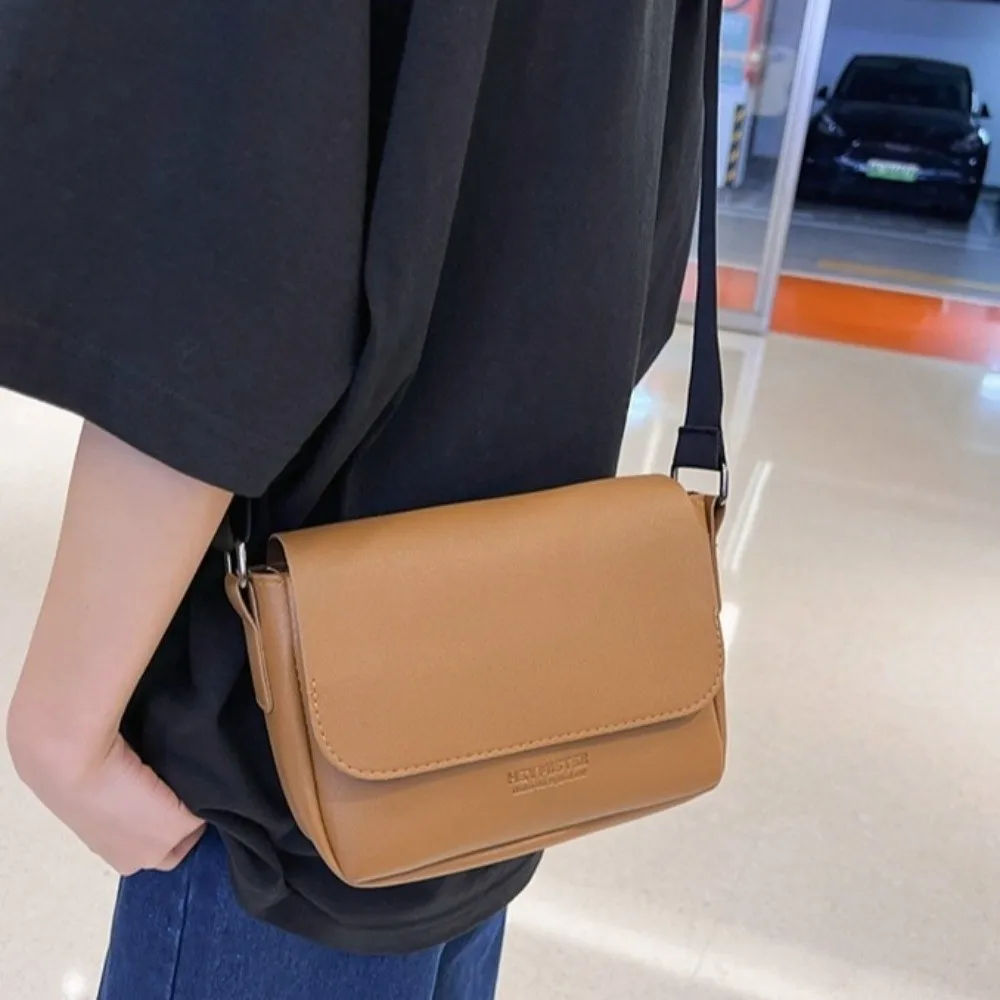 

Квадратная мужская сумка-мессенджер, однотонная большая вместительная сумка через плечо из искусственной кожи, минималистичная сумка через плечо с регулируемым ремешком, деловая сумка