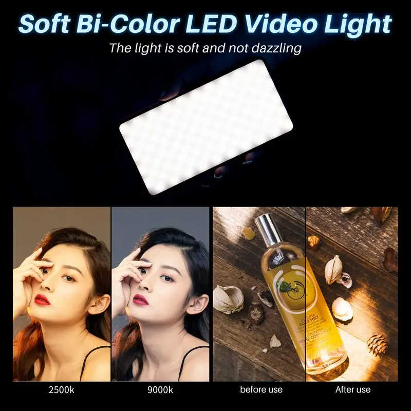 Ulanzi VL200 Led Video Light 5000mAh 2500-9000k Fill Panel Lamp Camera Light for Youtube With Soft Diffuser 360°Ball Head