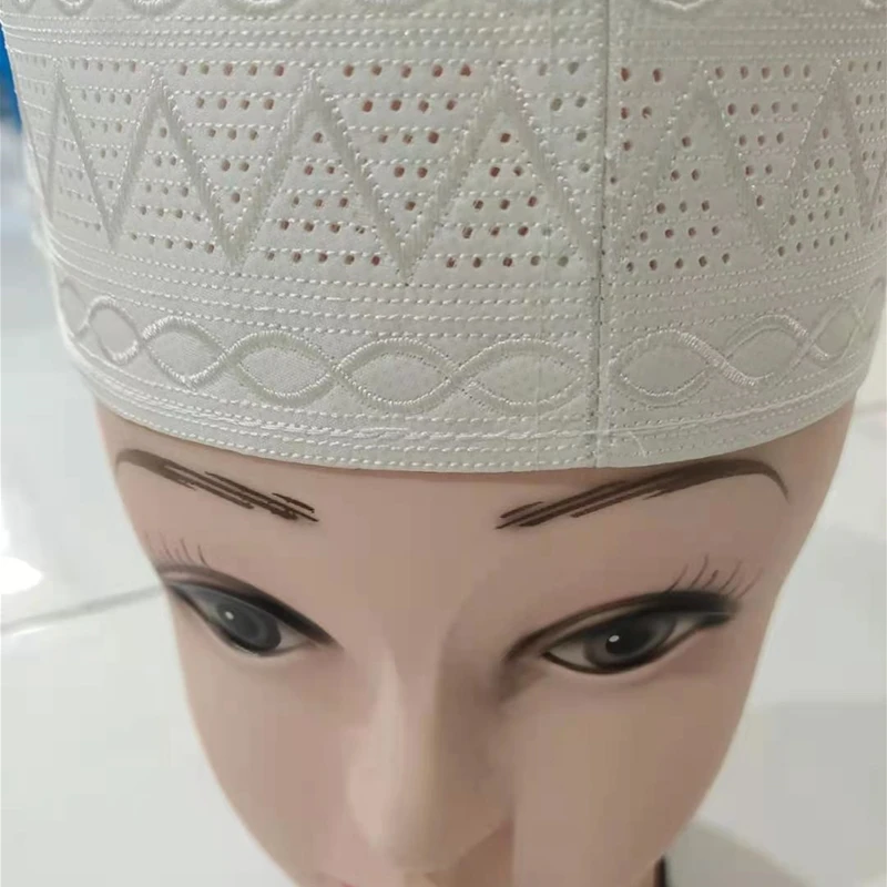 Gorras musulmanas para hombres, sombrero de oración Kufi, accesorios islámicos, Hijab, Arabia Saudita, bordado judío, blanco, envío gratis