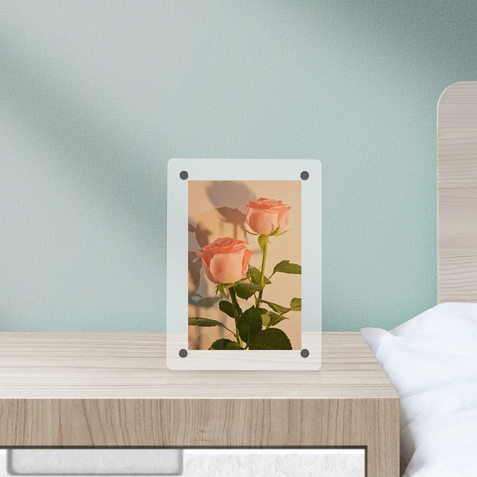 

2Pcs Transparent Acrylic Photo Frames Clear Desk Picture Frames for Postcards Posters Small Photos Office Home Decoration