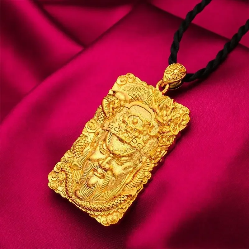 100% rame puro placcato oro 24K ciondolo collana da uomo in rilievo GuanGong Charms temperamento prepotente nuovo stile non sbiadisce