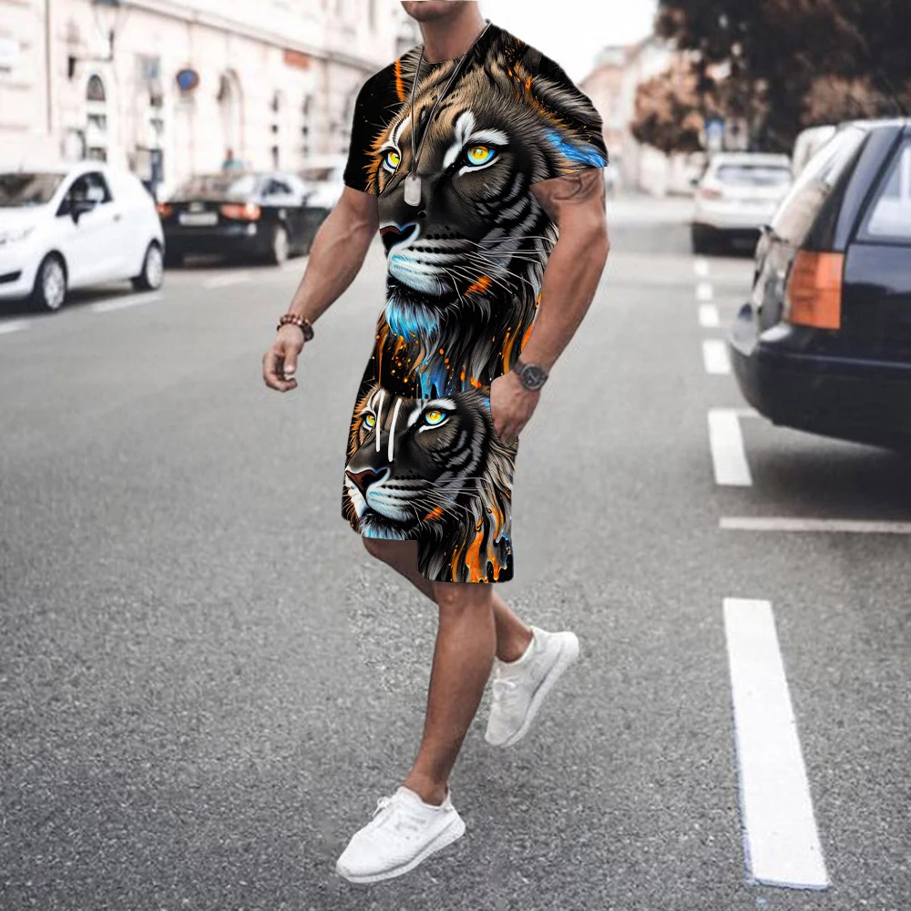 

Summer fashion men's casual sports short sleeved shorts set two-piece T-shirt and pants men's clothing summer new fashion